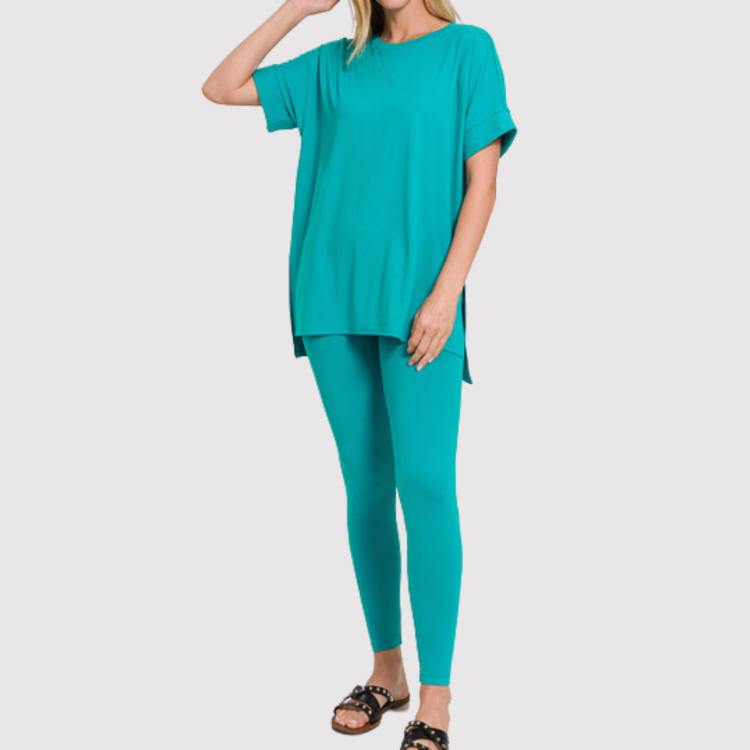 Buttery Soft 2-Piece Pant Set (Teal)